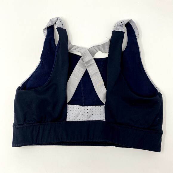 Athleta Navy Blue Mesh Panels Power of She Criss Cross Back Sports Bra S - Picture 5 of 7